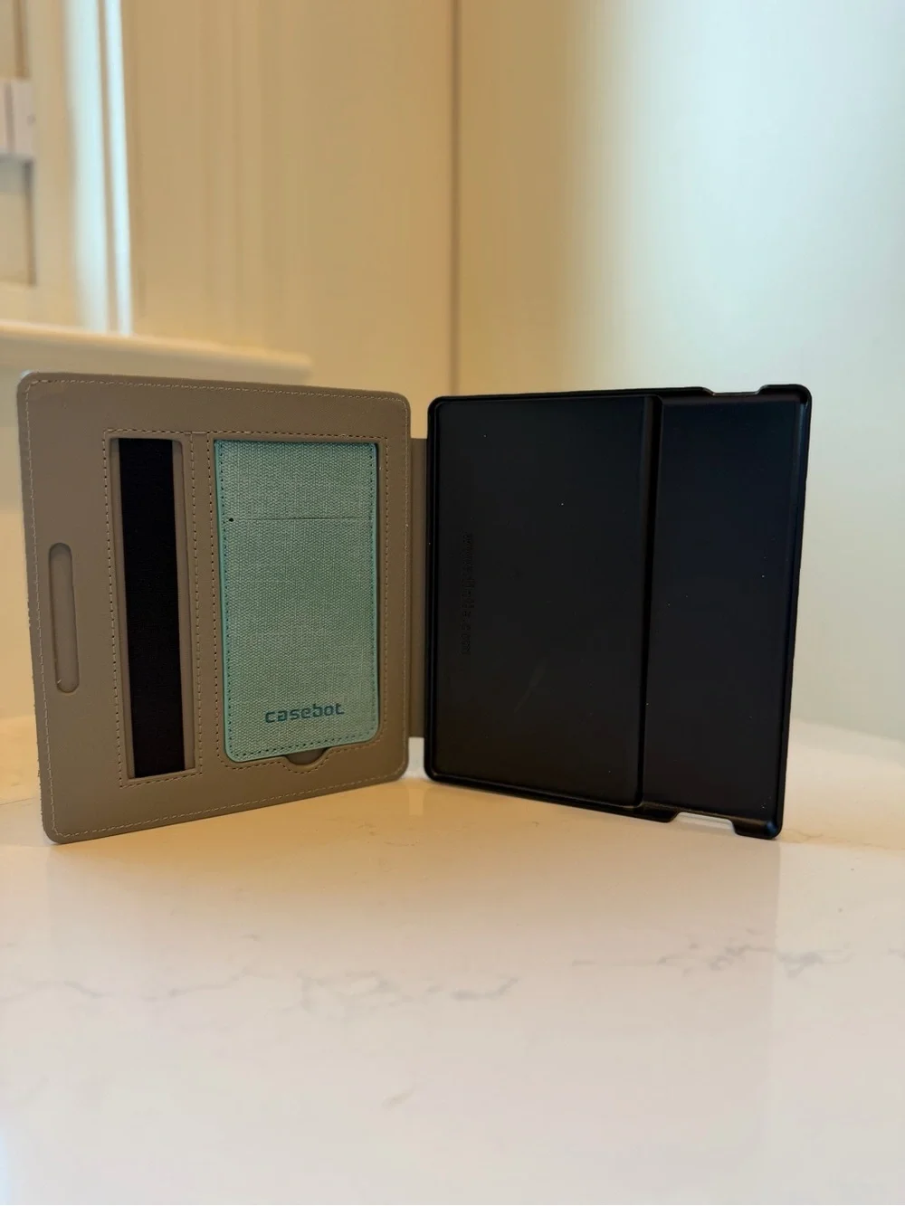 Casebot Kindle Oasis Case 10th Gen – Teal & Gray Fabric Cover